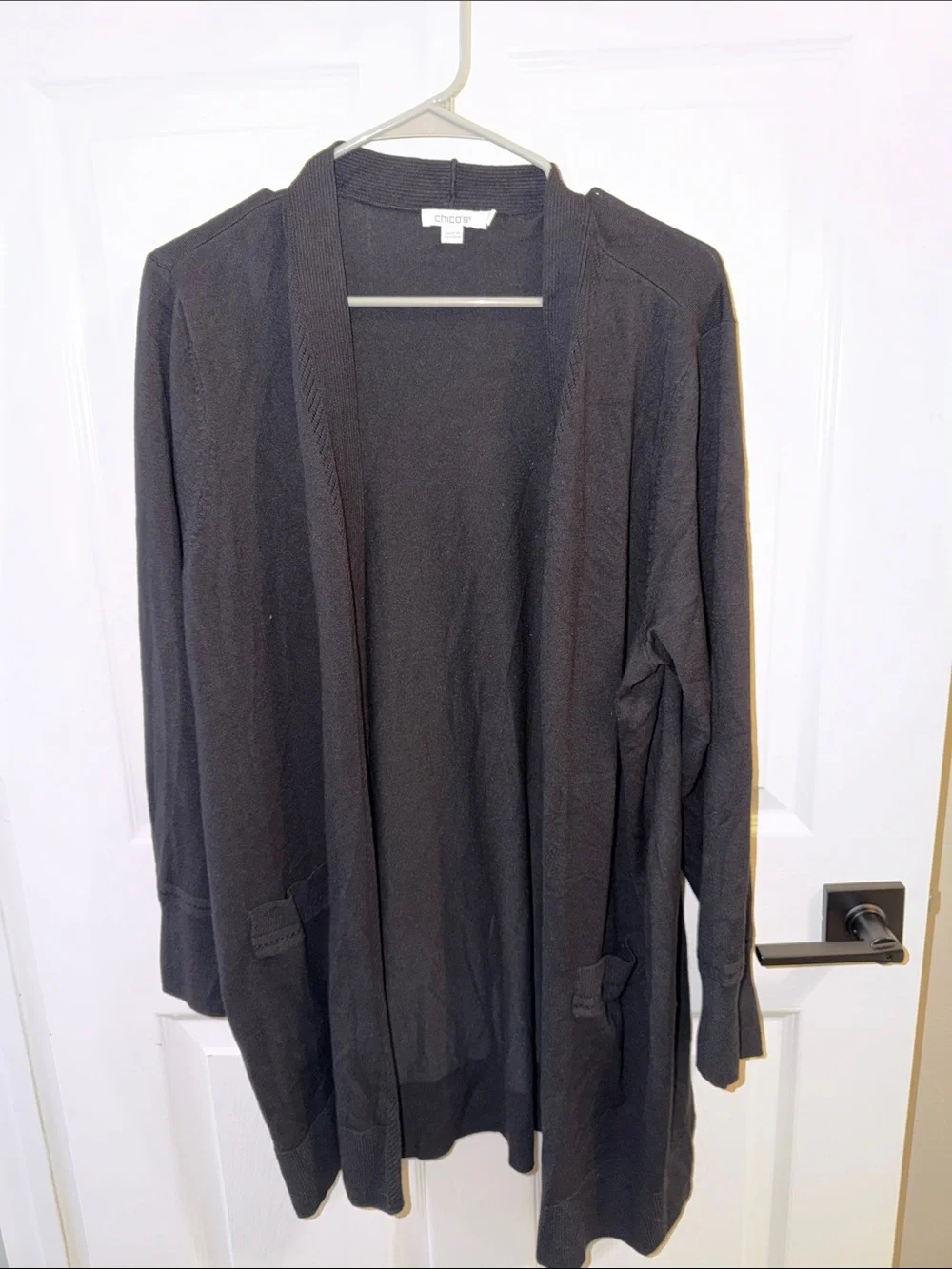 Chico's Black Open Cardigan with Pockets